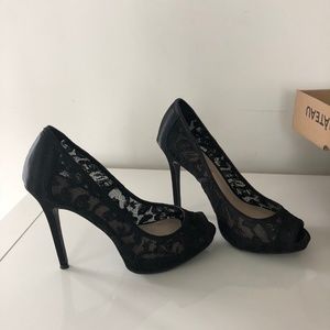 Lace Satin Peep Toe High Heel Stiletto Pumps